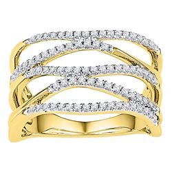 3/8 CTW Womens Round Diamond Open Strand Band Ring 10kt Yellow Gold - REF-36W2H