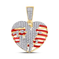 5/8 CTW Mens Round Diamond Heart Charm Pendant 10kt Yellow Gold - REF-53N3A