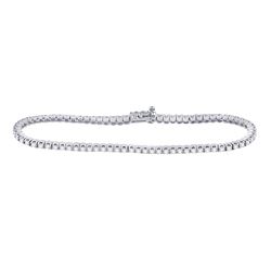 2 CTW Womens Round Diamond Classic Tennis Bracelet 14kt White Gold - REF-177F3W
