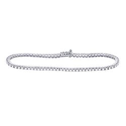 2 CTW Womens Round Diamond Classic Tennis Bracelet 14kt White Gold - REF-177F3W