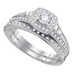 1/2 CTW Round Diamond Bridal Wedding Ring 10k White Gold - REF-51M2F