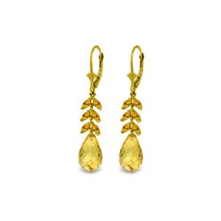 Genuine 11.20 ctw Citrine Earrings 14KT Yellow Gold - REF-56T2A