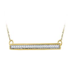 1/10 CTW Womens Round Diamond Horizontal Bar Pendant 10kt Yellow Gold - REF-17T6V