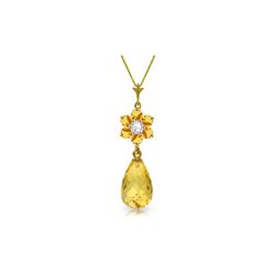 Genuine 2.78 ctw Citrine & Diamond Necklace 14KT Yellow Gold - REF-31P2H