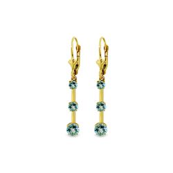 Genuine 2.5 ctw Blue Topaz Earrings 14KT Yellow Gold - REF-39N3R