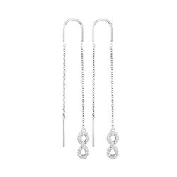 1/6 CTW Womens Round Diamond Infinity Threader Earrings 10kt White Gold - REF-20X5T