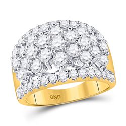 3 CTW Womens Round Diamond Pave Flower Cluster Ring 14kt Yellow Gold - REF-265F9W