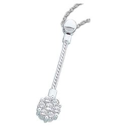 1/4 CTW Womens Round Diamond Rope Flower Cluster Pendant 14kt White Gold - REF-24N5A