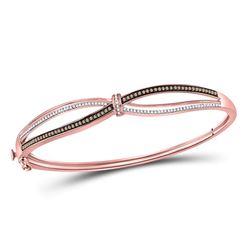 1/2 CTW Womens Round Brown Diamond Fashion Bangle Bracelet 10kt Rose Gold - REF-78W5H