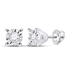 1/20 CTW Womens Round Diamond Stud Earrings 10kt White Gold - REF-6A7M