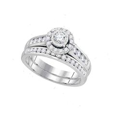 1 CTW Round Diamond Bridal Wedding Ring 14kt White Gold - REF-115X8T