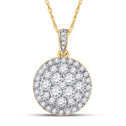 1 CTW Womens Round Diamond Cluster Pendant 14kt Yellow Gold - REF-102R3X