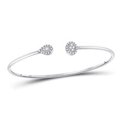 1/5 CTW Womens Round Diamond Cluster Bangle Bracelet 10kt White Gold - REF-37W5H