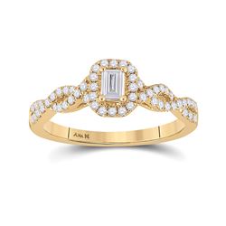 5/8 CTW Emerald Diamond Halo Bridal Wedding Engagement Ring 14kt Yellow Gold - REF-95A5M