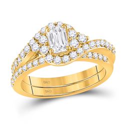 1 & 1/4 CTW Emerald Diamond Bridal Wedding Ring 14kt Yellow Gold - REF-204W5H