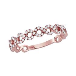 1/5 CTW Womens Round Diamond Geometric Stackable Band Ring 10kt Rose Gold - REF-23M7F