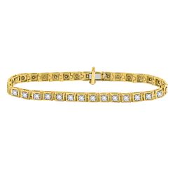 3/4 CTW Womens Round Diamond Fashion Tennis Bracelet 10kt Yellow Gold - REF-92Y3N