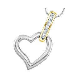 1/20 CTW Womens Round Diamond Heart Pendant 10kt Two-tone Gold - REF-8N9A