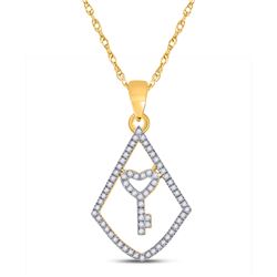 1/5 CTW Womens Round Diamond Key Pendant 10kt Yellow Gold - REF-15X2T