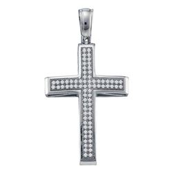 1/4 CTW Womens Round Diamond Cross Pendant 10kt White Gold - REF-30F7W