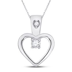 1/20 CTW Womens Round Diamond Small Heart Pendant 10kt White Gold - REF-6Y2N