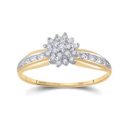 1/10 CTW Womens Round Diamond Cluster Ring 10kt Yellow Gold - REF-15N5A
