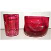 Image 1 : CRANBERRY GLASS CONTAINER & CUP