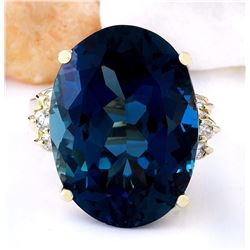 20.71 CTW Natural Topaz 14K Solid Yellow Gold Diamond Ring