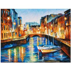 Leonid Afremov (1955-2019) "Evening River" Limited Edition Giclee on Canvas, Numbered and Signed. Th