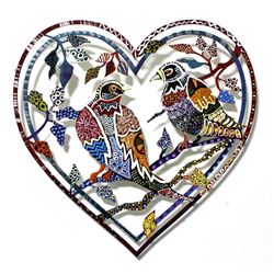 Patricia Govezensky- Original Painting on Laser Cut Steel "Love Birds VI"