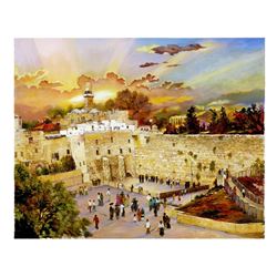 Zina Rothman- Original Mixed Media on Canvas "Sunrise on the Kotel "