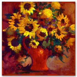 "Sunflowers" Limited Edition Giclee on Canvas by Simon Bull, Numbered and Signed. This piece comes G