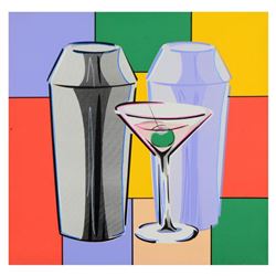 Steve Kaufman (1960-2010),  Martini  Hand Embellished Limited Edition Hand Pulled Silkscreen on Canv