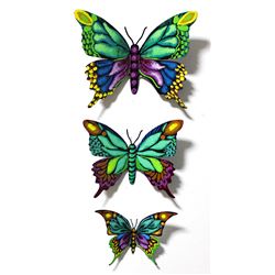 Patricia Govezensky- Original Painting on Cutout Steel (Set of 3)  Set of 3 Butterflies 