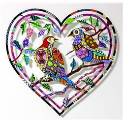 Patricia Govezensky- Original Painting on Laser Cut Steel  Love Birds V 