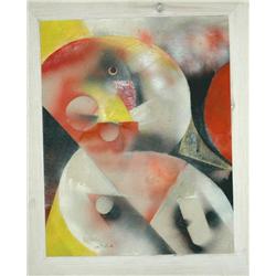 Avant Gard Painting: Abstarct Faces mix Signed: M.Helholz-Our