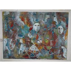 "Avant Gard Painting:  Fishes, Faces, Buildings"