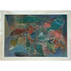 Avant Gard Painting: Big Fishes Signed: M.Helholz-Our