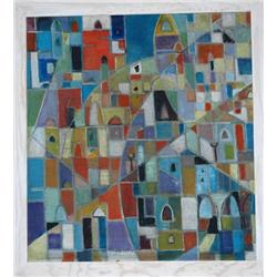 Avant Gard Painting: Windows and Buildings Signed: M.Helholz-Our