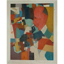 Avant Gard Painting: Big Face and small ones  Signed: M.Helholz-Our