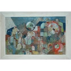 Avant Gard Painting: Building view from binoculars M.Helholz-Our