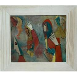 "Avant Gard Painting: Faces, With Handes on them M.Helholz-Our"