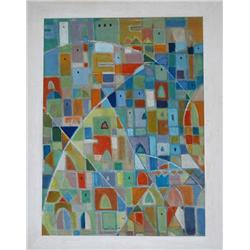 Avant Gard Painting: City View Signed: M.Helholz-Our 