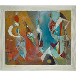 Avant Gard Painting: Abstract  Women  Signed: M.Helholz-Our