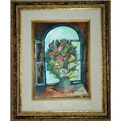 Painting: Flowers on the window 1960's