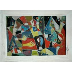 "Avangard Painting: Abstract shapes, Faces  Signed: M.Helholz-Our"