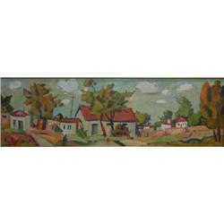 Israel paintings: Houses with red roofs