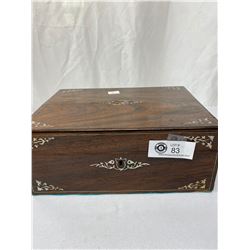 Antique Rosewood Jewlery Box 1880, M.O. Pearl Inlay, As Found