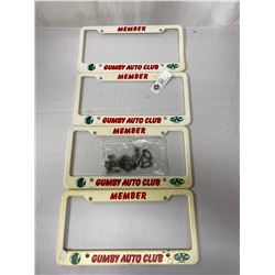 Lot Of Four Gumby Auto Club License Plate Covers Plus Auto letters