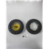 Image 1 : 2 Good Year Rubber Tire Ash Trays With Glass Inserts 6" Wide